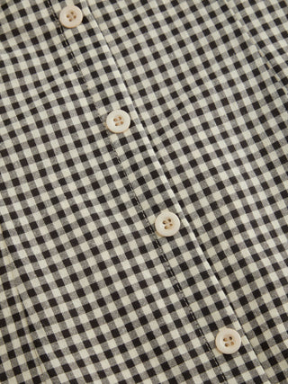 Cotton-blend Gingham V-neck Scallop Hem A-line Mini Dress