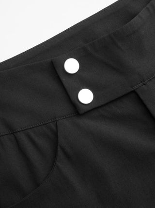 Low Rise Metal Button Straight Leg Capris