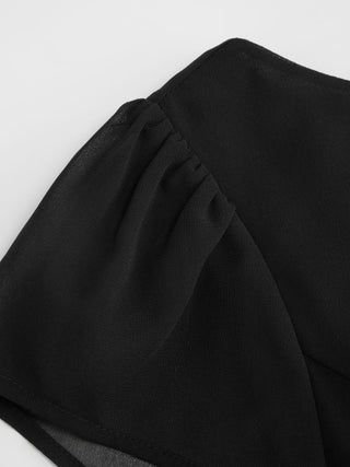 Chiffon Boat Neck Ruched A-line Mini Dress