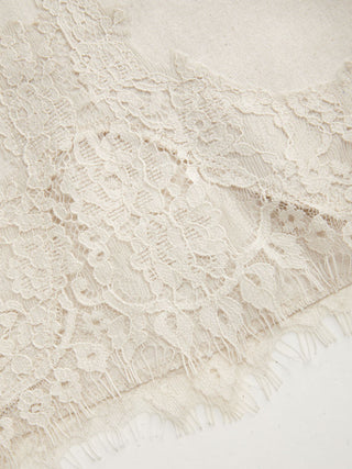 Linen-blend Mid Rise Lace Trim Shorts