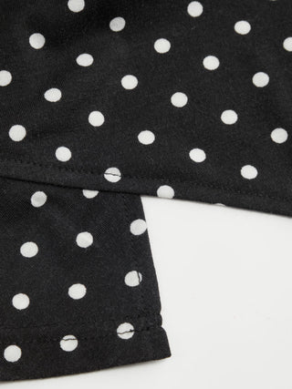 Polka Dot Boat Neck Batwing Sleeve Ruched Asymmetrical Tee