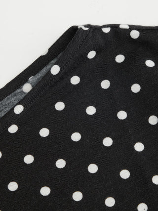 Polka Dot Boat Neck Batwing Sleeve Ruched Asymmetrical Tee
