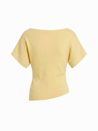 Knit Fabric Knit Boat Neck Asymmetrical Hem Spilt Batwing Sleeve Top  For Daily Casual Work