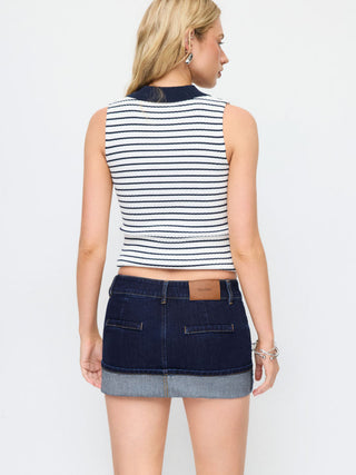 Denim Denim Low Rise Washed Rolled Hem Metal Detail Pencil Mini Skirt For School Daily Casual