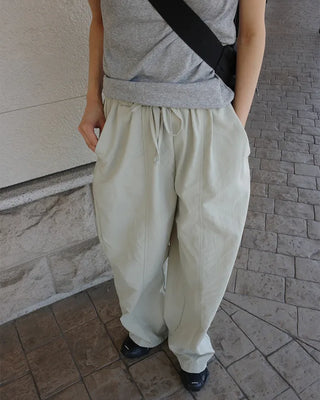 Nylon pants with string waist