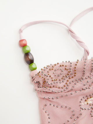 Mesh Mesh Cowl Neck Floral Beading Sequin Cami Top For Daily Casual Coffee Shop Vacation
