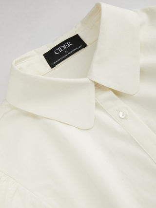 Cotton-blend Broderie Anglaise Puff Sleeve Scalloped Lace Trim Blouse
