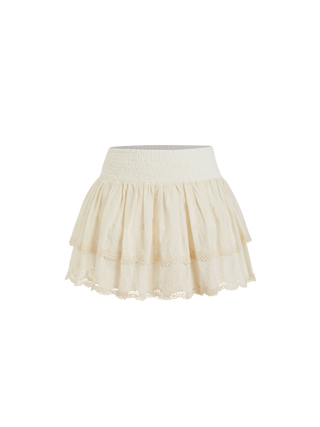Cotton-blend Low Rise Textured Layered Ruched Mini Skort