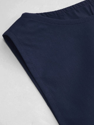 Linen-blend Linen-blend Boat Neck Tie Side Knotted Split Tank Top For Vacation
