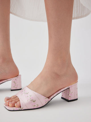 FLORAL PATTERN CHUNKY HEEL SANDALS For Date Party/Clubbing Vacation