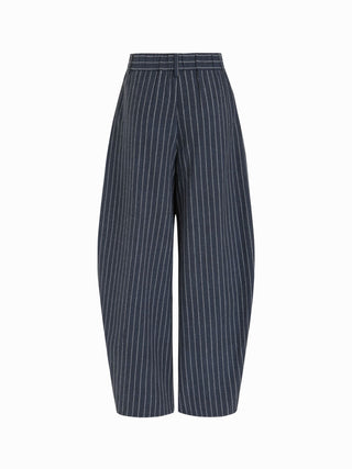 Linen-blend V-neck Striped Sleeveless Top & Mid Rise Tapered Trousers Set