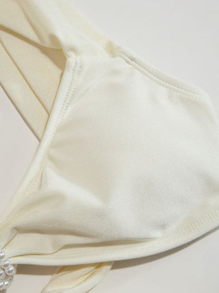 Scoop Neckline Bead Detail Criss-Cross Low Rise Bikini Set