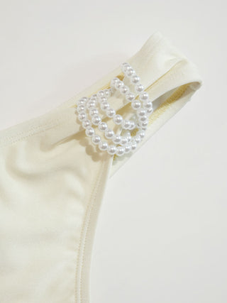 Scoop Neckline Bead Detail Criss-Cross Low Rise Bikini Set