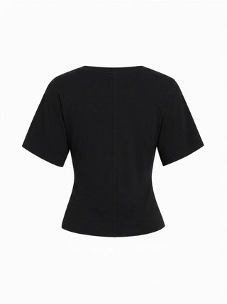 Cotton-blend High Stretch V-neck Short Sleeve Tee