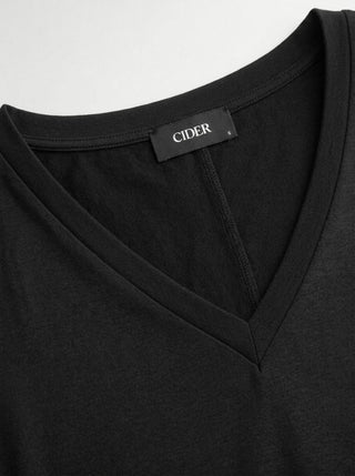 Cotton-blend High Stretch V-neck Short Sleeve Tee