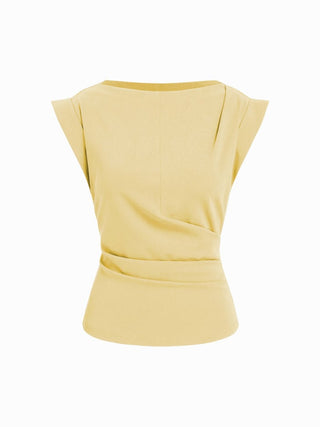 Jersey Boat Neck Ruched Crop Top