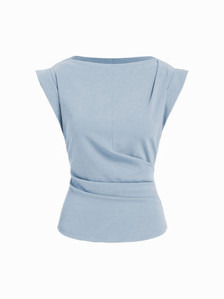 Jersey Boat Neck Ruched Crop Top