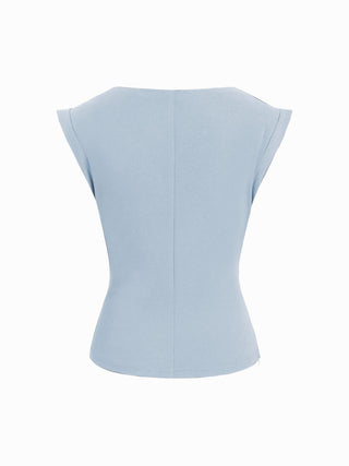 Jersey Boat Neck Ruched Crop Top