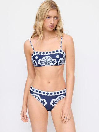 Square Neck Shell Graphic Low Rise Bracelet Cheeky Bikini Set