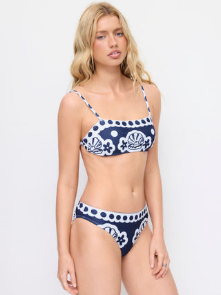 Square Neck Shell Graphic Low Rise Bracelet Cheeky Bikini Set