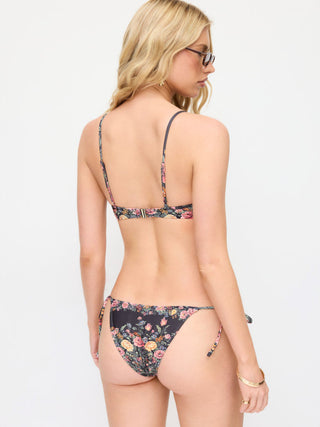 Sweetheart Floral Underwire Low Rise Tie Side Bikini Set With Sarong
