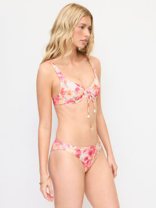 Knit Fabric Sweetheart Floral Bead Detail Underwire Bikini Set For Vacation Holiday Beach