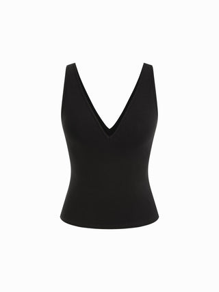 Cotton-blend High Stretch V-neck Tank Top
