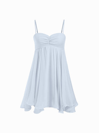 Chiffon Sweetheart Asymmetrical Hem Mini Dress