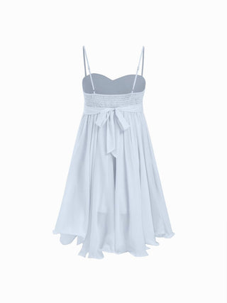 Chiffon Sweetheart Asymmetrical Hem Mini Dress