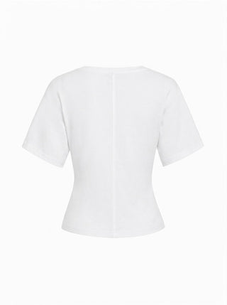 Cotton-blend High Stretch V-neck Short Sleeve Tee