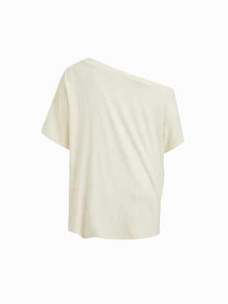 High Stretch Asymmetrical Neck Fish Graphic Oversized Short Sleeve Tee