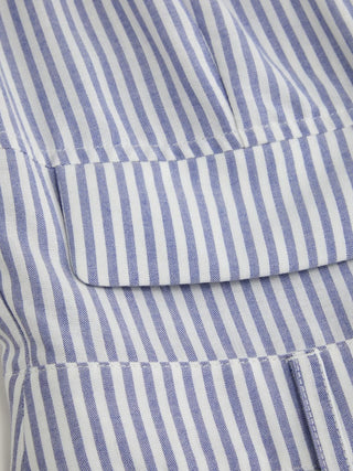 Linen-blend Stripe V-neck A-line Maxi Dress