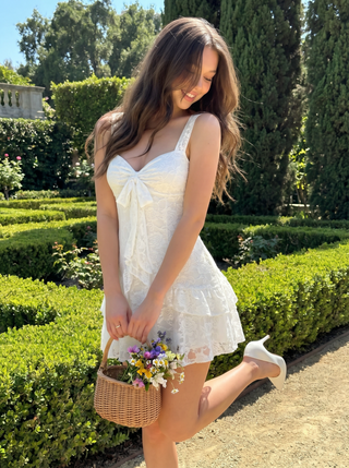 Lace Floral Sweetheart Tiered Mini Dress