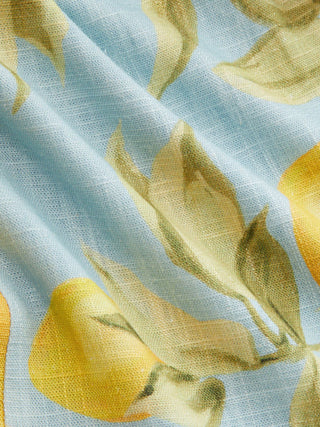 Linen-blend Lemon Graphic Sweetheart Scalloped Trim Cami Top