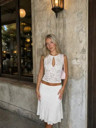 Lace Sheer Boat Neck Top