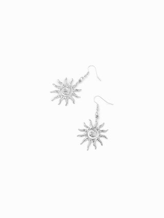 Stainless Steel SUN PATTERN DROP EARRINGS For Daily Casual