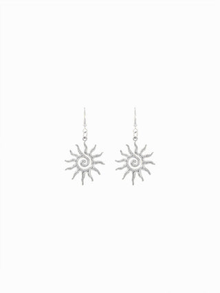 Stainless Steel SUN PATTERN DROP EARRINGS For Daily Casual