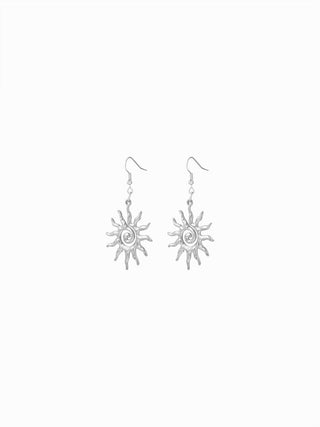Stainless Steel SUN PATTERN DROP EARRINGS For Daily Casual