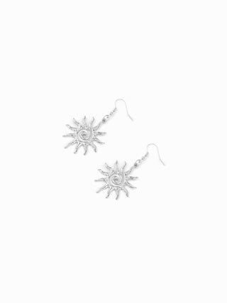 Stainless Steel SUN PATTERN DROP EARRINGS For Daily Casual