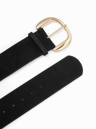 WIDE FAUX SUEDE BUCKLE BELT