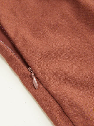 Linen-blend V-neck Cut Out Knotted Maxi Dresses