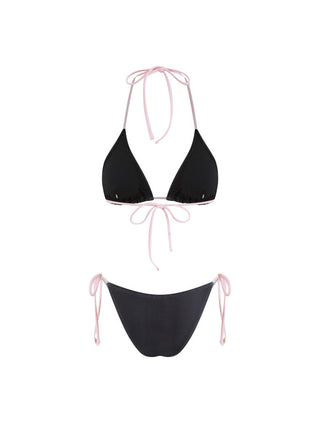 Floral Halter Neckline Tie Side Triangle Bikini Set With Cover Up Shorts