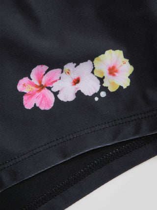 Floral Halter Neckline Tie Side Triangle Bikini Set With Cover Up Shorts