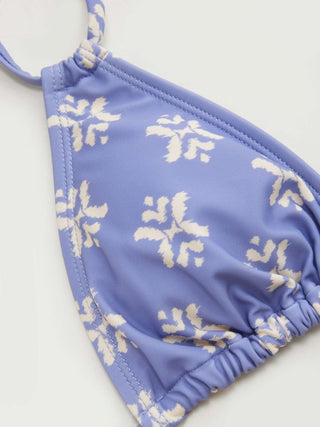 Knit Fabric Aztec Halter Neckline Ruffled Triangle Bikini Set For Vacation Holiday Beach