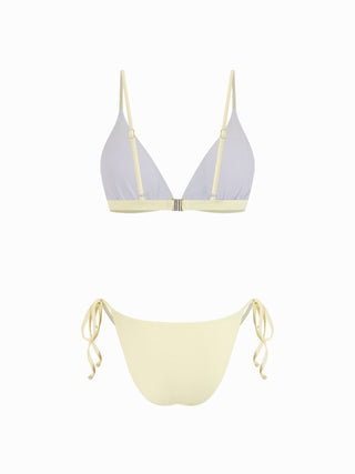 V-neck Ruched Tie Side Bikini Set With Floral Cover Up Top