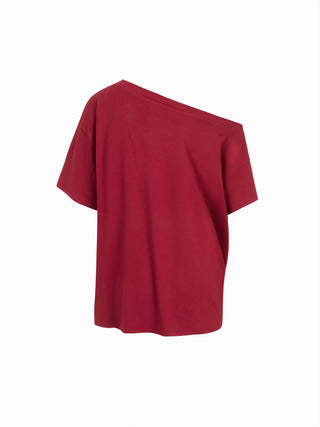 High Stretch Asymmetrical Neck Fish Graphic Oversized Short Sleeve Tee