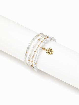 4PCS FAUX PEARL BEADED BRACELET SET