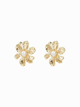 FAUX PEARL DECOR FLOWER EARRINGS
