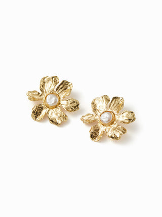 FAUX PEARL DECOR FLOWER EARRINGS