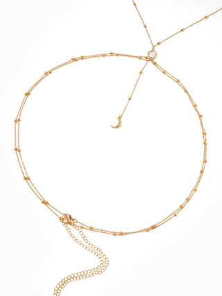 MOON & FAUX PEARL BODY CHAIN